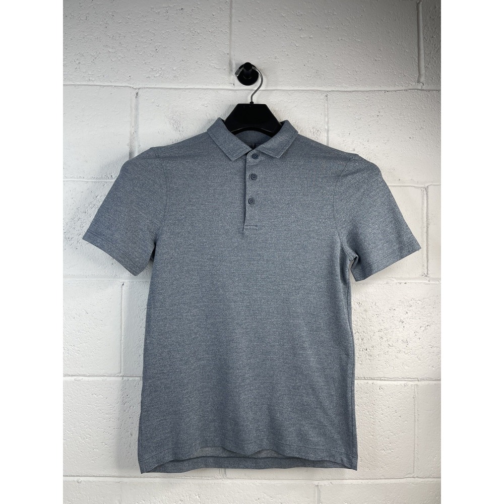 Lululemon Evolution Polo Shirt Mens size Small Heathered Iron Blue Gray Golf